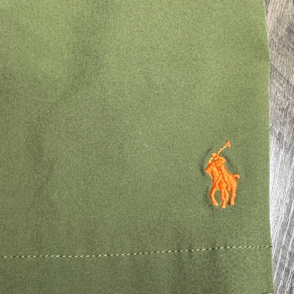 Polo by Ralph Lauren Olive Green Swim Shorts with Orange Accent